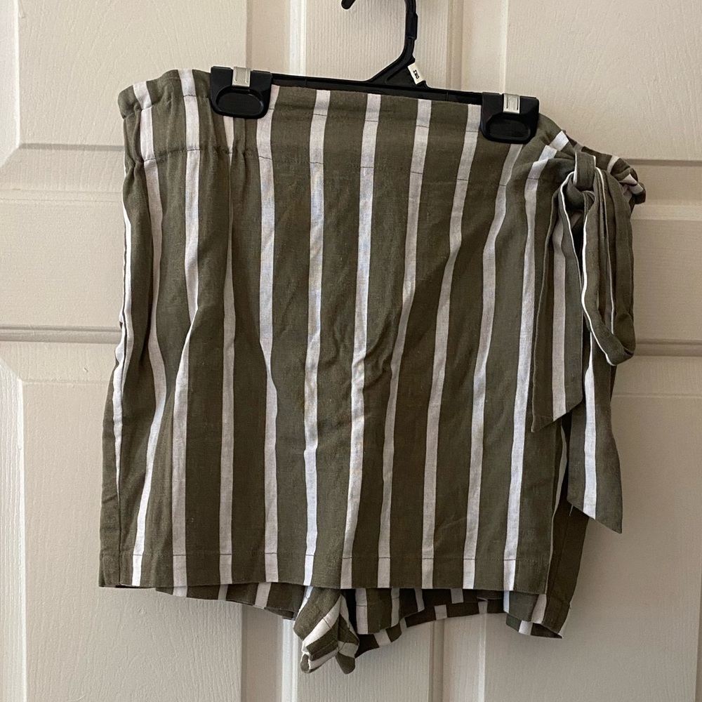 Green & White Striped Skort
